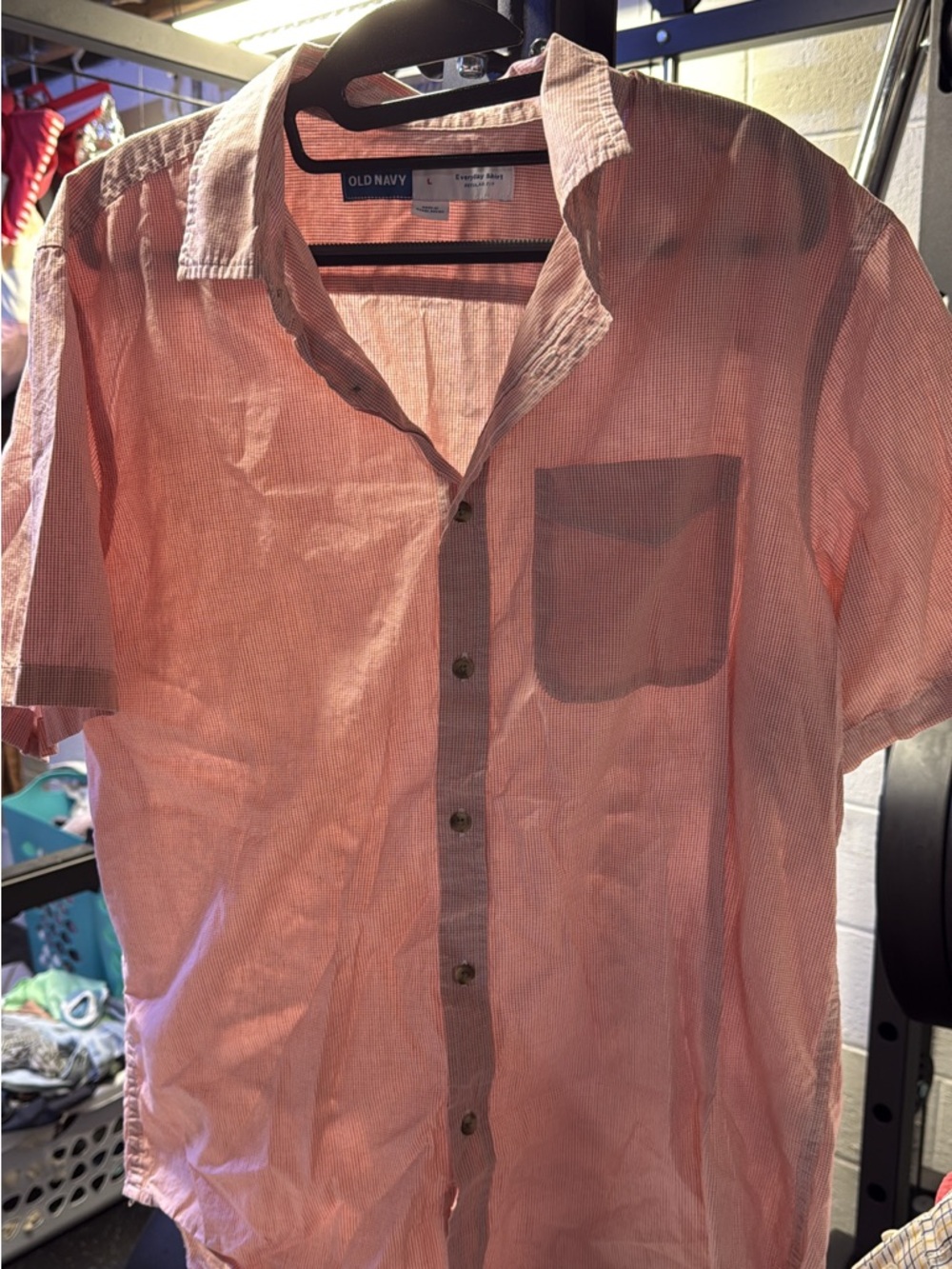 Old Navy Men's Short-Sleeve Button-Down Shirt in Coral Stripe
